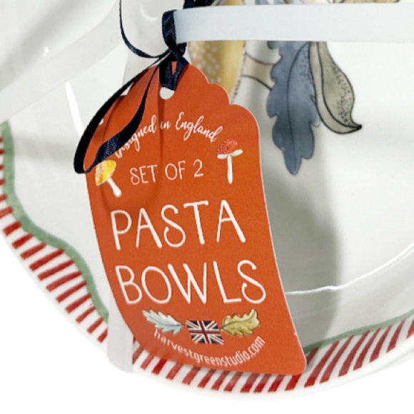 NEW Harvest Green Studios MUSHROOM PASTA BOWLS Set/2 - Picture 4 of 6